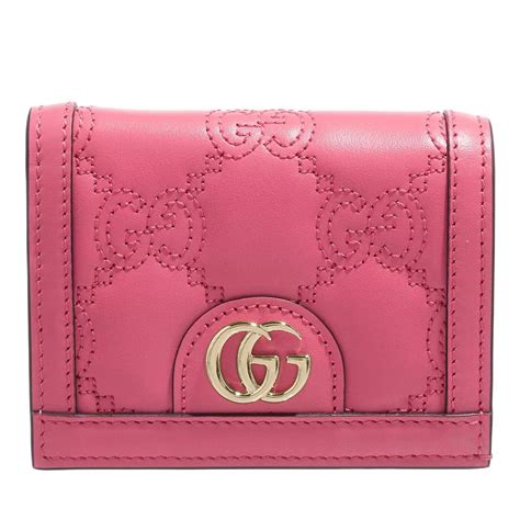 gucci leather card case wallet pink|Gucci wallet with coin pouch.